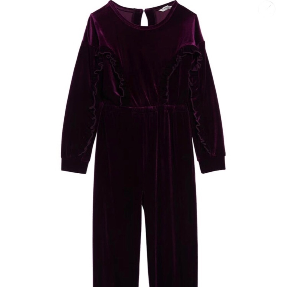 Habitual Carina Velvet Ruffle Jumpsuit
